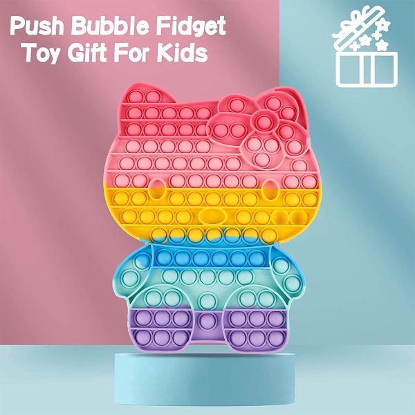 Big Size Jumbo Push Pop It Bubble Fidget Sensory Toy, Oversized Push 200 Bubbles Cute Cat Hello Kitty, Autism Special Needs Stress Reliever, Squeeze Relieve Emotional Toys For Kid Adult (multicolor) – (4)