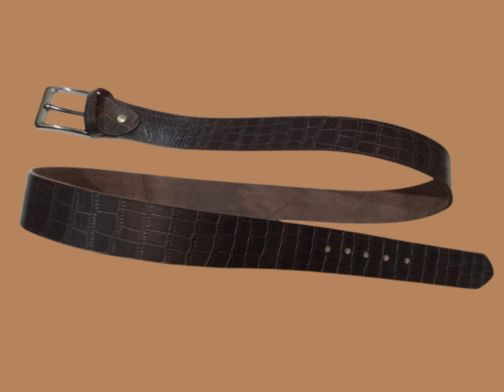 Crocodile Brown Leather Belt – Main