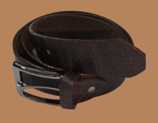 Crocodile Brown Leather Belt