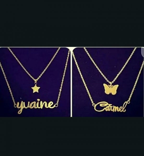 Customized Double Chain Name with Initial Necklace