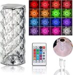 Diamond Rose Crystal Lamp Bedside Acrylic Rechargeable Usb Table Lamp – 1