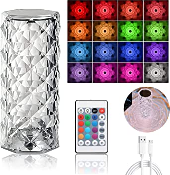 Diamond Rose Crystal Lamp Bedside Acrylic Rechargeable Usb Table Lamp – 5