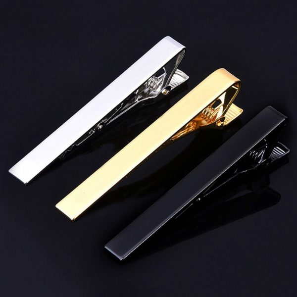 Simple Style Tie Clip for Men Silver Golden Black Metallic