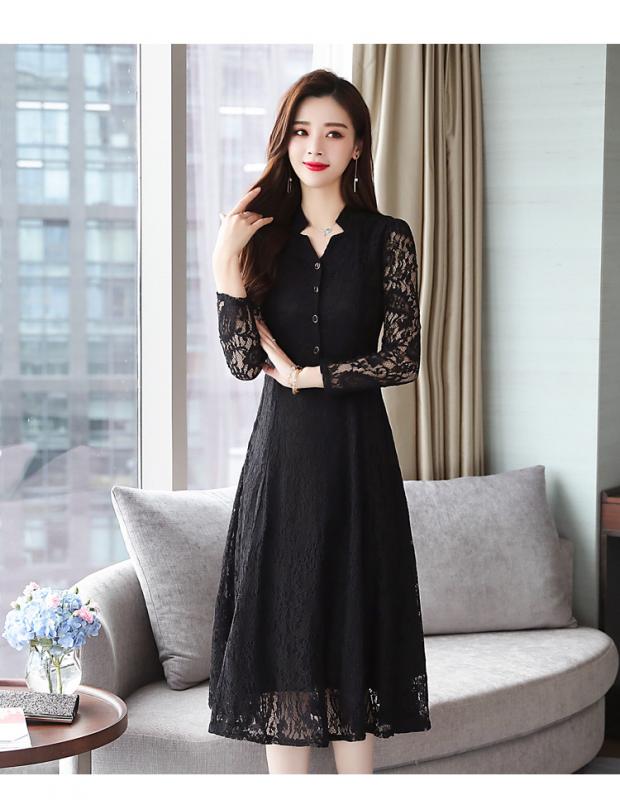 Black Net Maxi Inner Full Sleeves Dress for Women