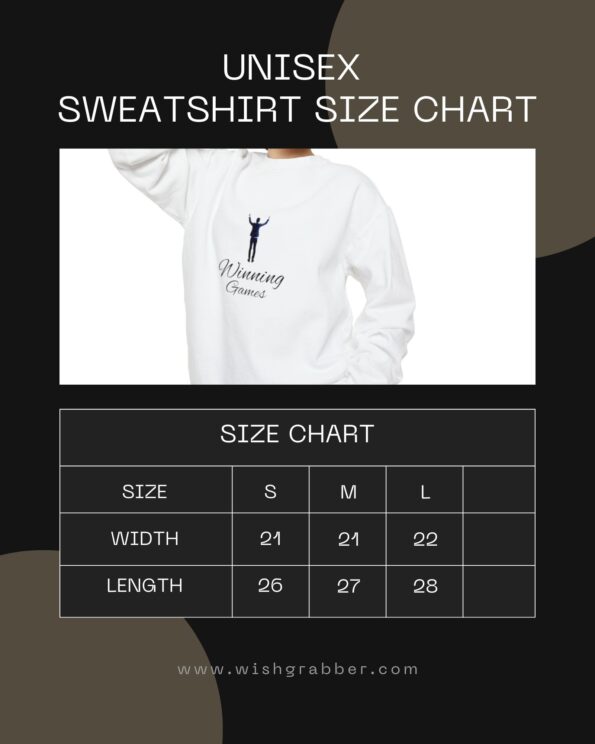 customized sweat shirt size chart