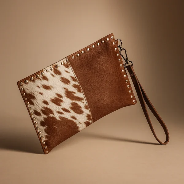 Vintage Lady Embellished Cowhide Clutch