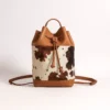 Preppy Smart Cowhide Bucket Bag 1 Preppy smart cowhide bucket bag back view showing rear design