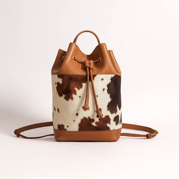 Preppy Smart Cowhide Bucket Bag