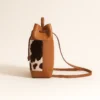 Preppy Smart Cowhide Bucket Bag 2 Preppy smart cowhide bucket bag interior compartments view