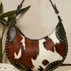 Slouchy Crescent Shaped Cowhide Shoulder Bag 1 Natural cowhide leather handbag CHB-F-1009 with organic pattern, versatile women's designer bag with authentic texture