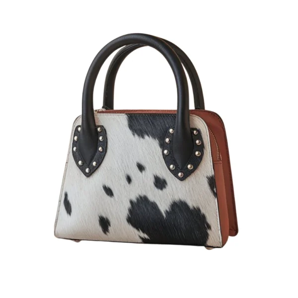 Black Bunty Stud Cowhide Leather Bag