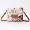 Roxana Cowhide Belted Bag 1 Roxana cowhide belted bag front view product photo