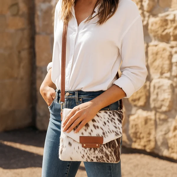 Roxana Cowhide Belted Bag