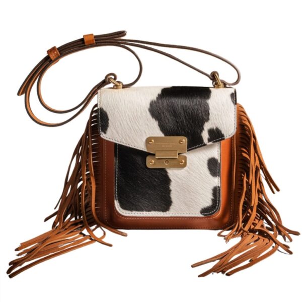 Zebra Fringe Cowhide Belted Bag
