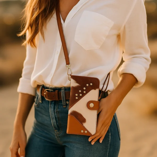 Sleek customized wristlet interior view showing compartments