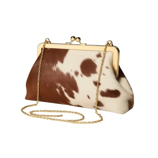 Vanet Cowhide Clutch Purse