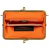Vibrant blue cowhide leather clutch purse with sleek design, secure zipper closure, and elegant silhouette for evening wear