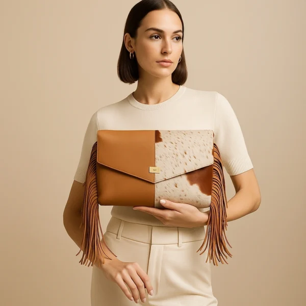 Fringe Boho Cowhide Cross body Leather Tassel Purse