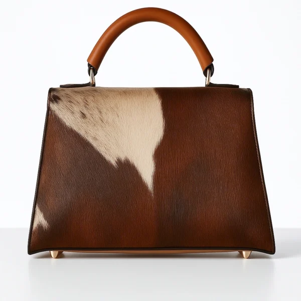 Urban crossbody cowhide bag interior compartments view