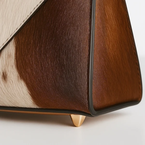 Urban crossbody cowhide bag worn view demonstrating crossbody style