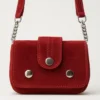 Scarlet Suede Mini Crossbody with Silver Studs & Chain Strap Scarlet Suede Mini Crossbody with Silver Studs & Chain Strap