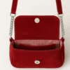 Scarlet Suede Mini Crossbody Bag with Silver Studs & Chain Strap 1 Scarlet Suede Mini Crossbody Bag with Silver Studs & Chain Strap - 1