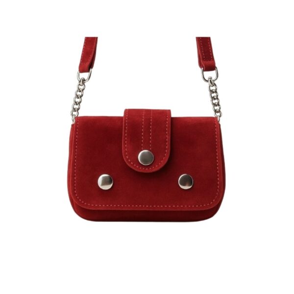 Scarlet Suede Mini Crossbody with Silver Studs & Chain Strap Scarlet Suede Mini Crossbody with Silver Studs & Chain Strap