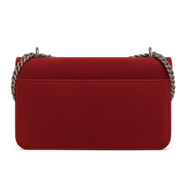 Velvet Rouge Braided Suede Crossbody – Luxe Handbag with Chain Strap & Magnetic Closure