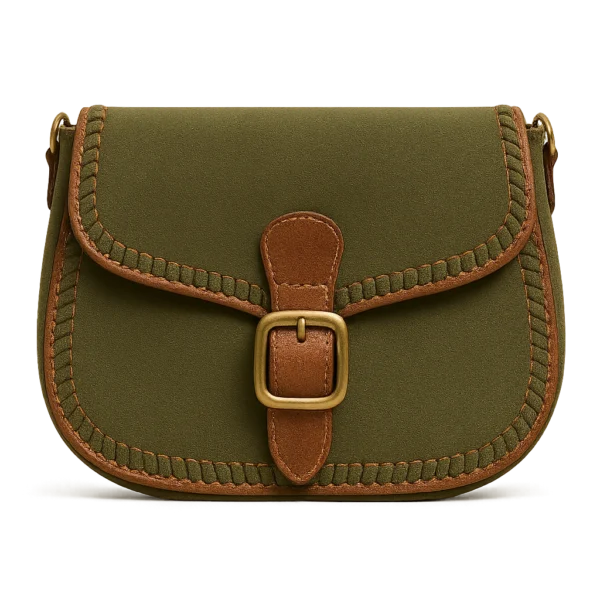 The Heritage Buckle Crossbody – Luxe Handbag with Chain Strap & Buckle Closure
