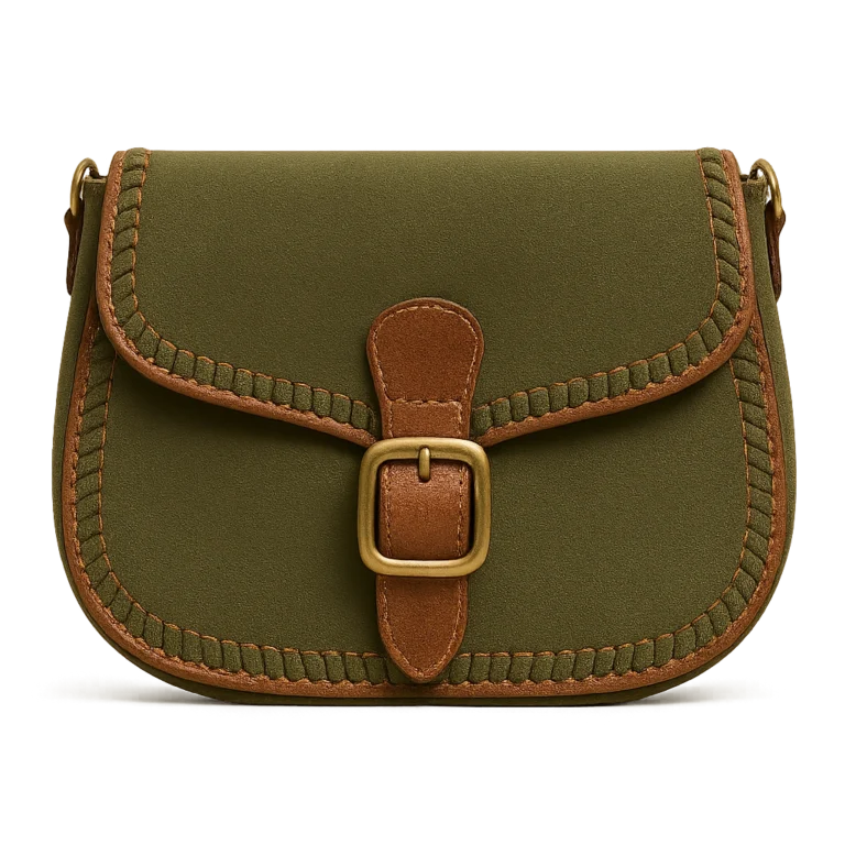 The Heritage Buckle Crossbody – Luxe Handbag with Chain Strap & Buckle Closure