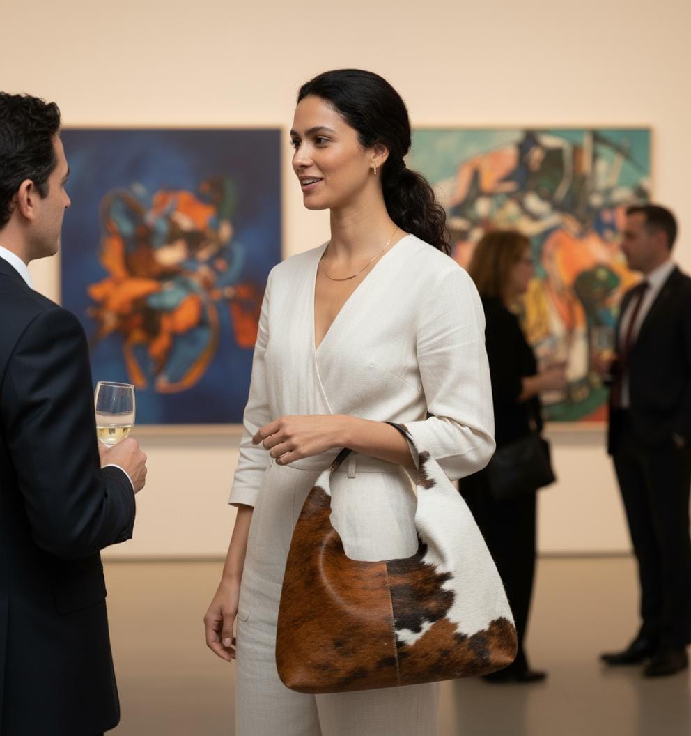 Handcrafted Slouchy Cowhide Crossbody Bag for Women - Image 6