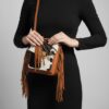 Zebra Fringe Cowhide Belted Bag 7 Zebra Fringe Cowhide Belted Bag - 3