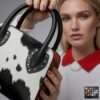 Black Bunty Stud Cowhide Leather Bag - 3