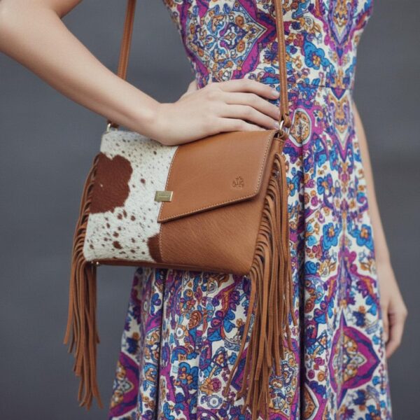 Fringe Boho Cowhide Cross body Leather Tassel Purse