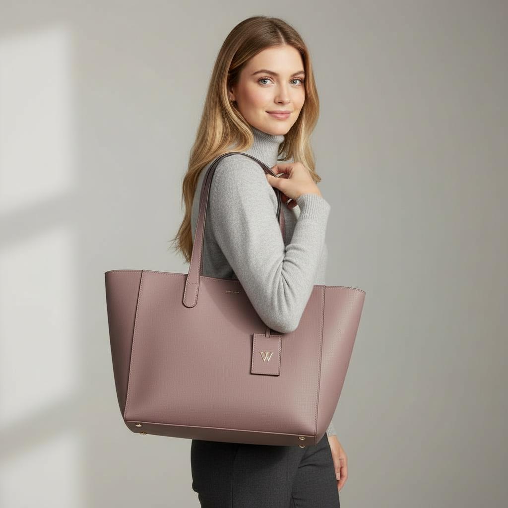 Mauve Luxe Everyday Suede Tote Bag Mauve Luxe Everyday Suede Tote Bag