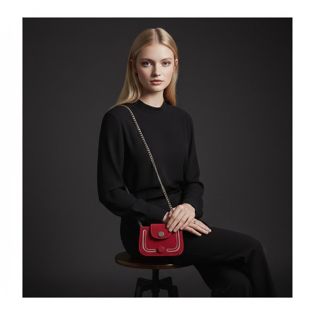 Crimson Curve Suede Mini Bag Crimson Curve Suede Mini Bag