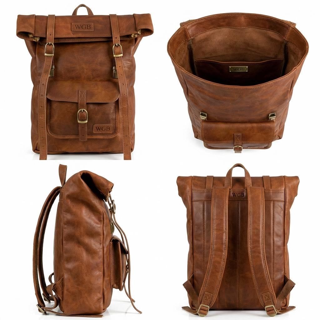 Amer Roll-Top Full-Grain Leather Backpack – Western-Modern Handcrafted Travel Pack Amer Roll-Top Full-Grain Leather Backpack – Western-Modern Handcrafted Travel Pack