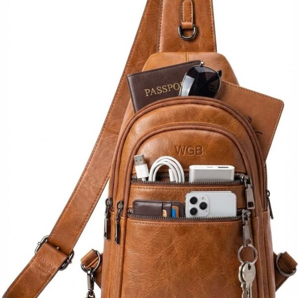 Terrace Convertible Leather Sling Backpack – 8L Full‑Grain Cowhide, Western‑Modern Carry