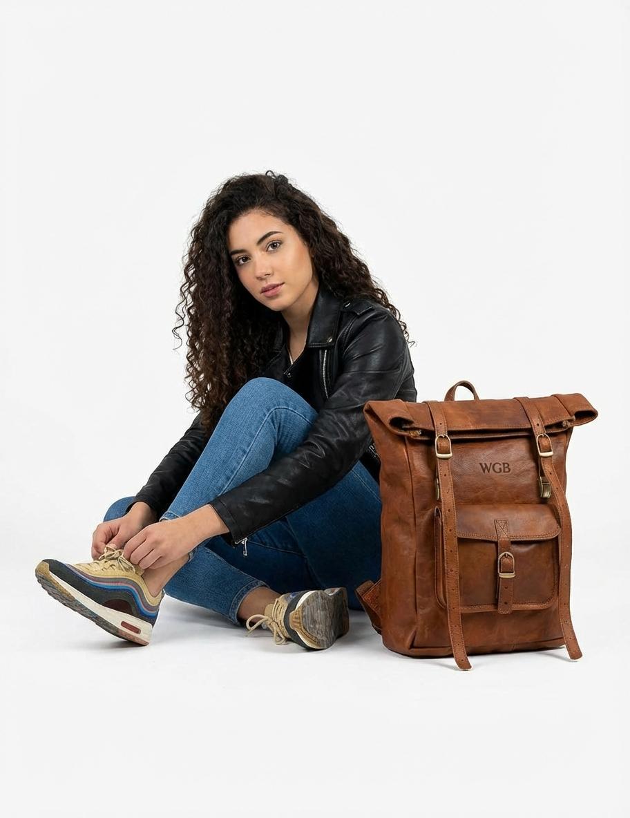 Amer Roll-Top Full-Grain Leather Backpack – Western-Modern Handcrafted Travel Pack Amer Roll-Top Full-Grain Leather Backpack – Western-Modern Handcrafted Travel Pack