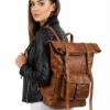 Amer Roll-Top Full-Grain Leather Backpack – Western-Modern Handcrafted Travel Pack 3 Amer Roll-Top Full-Grain Leather Backpack – Western-Modern Handcrafted Travel Pack - 3