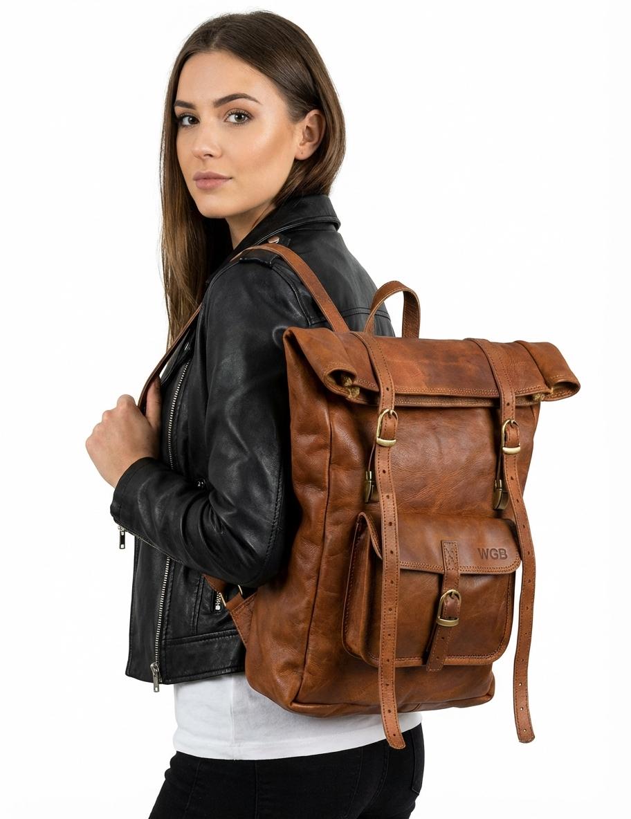 Amer Roll-Top Full-Grain Leather Backpack – Western-Modern Handcrafted Travel Pack Amer Roll-Top Full-Grain Leather Backpack – Western-Modern Handcrafted Travel Pack