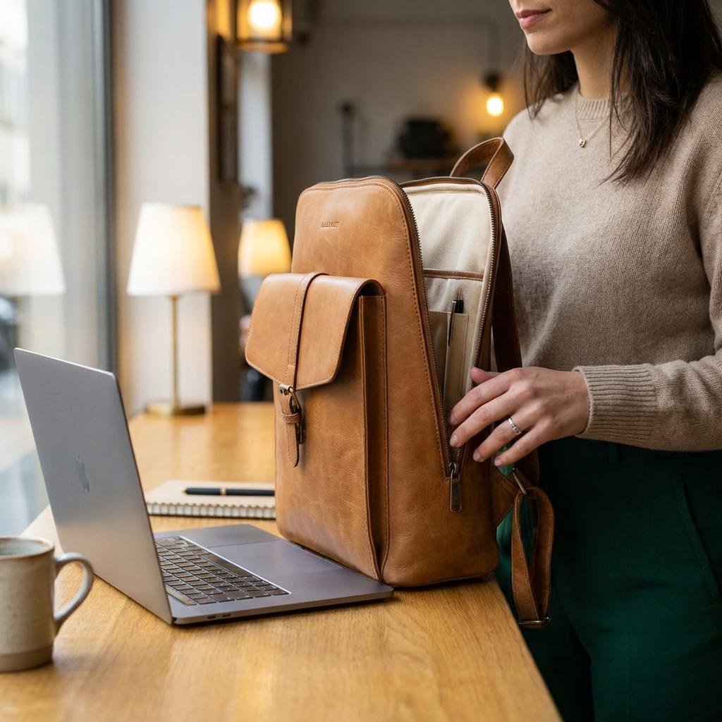 Saddle & City Full-Grain Leather Laptop Backpack Saddle & City Full-Grain Leather Laptop Backpack