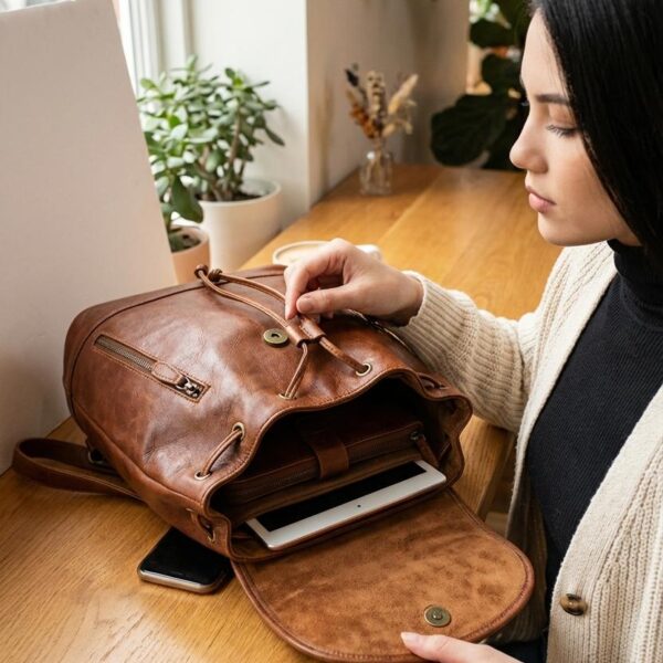 Sable Ridge Compact Leather Backpack - 8