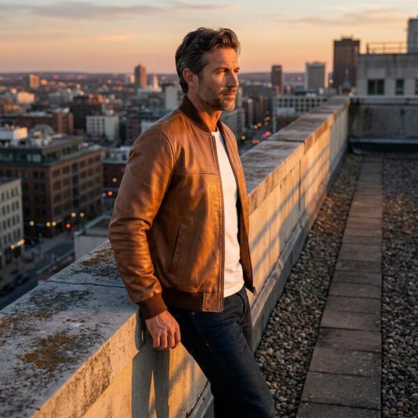 WGB Handwaxed Tan Bomber Jacket - 6
