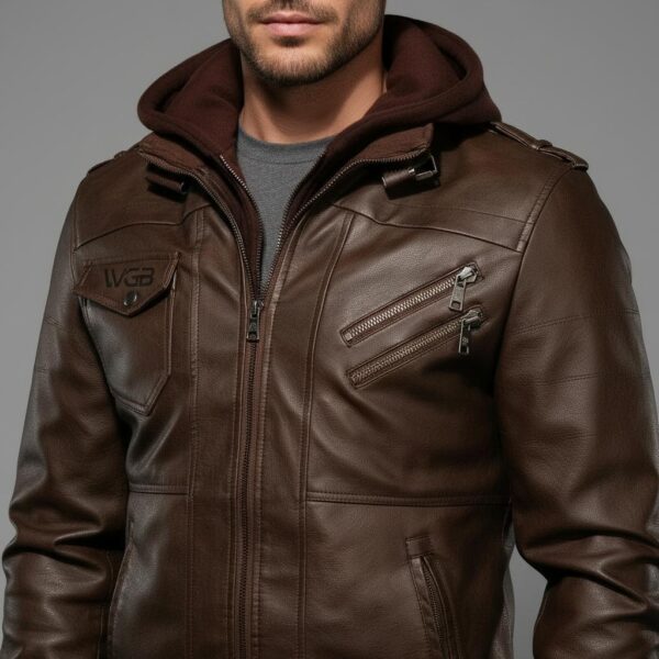 Cortina Aviator Hooded Jacket — Hand-Burnished Full-Grain Leather - 4