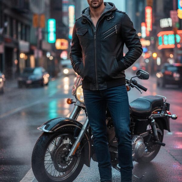 Noster Dams Hooded Bomber — Hand-Finished Full‑Grain Leather - 6
