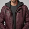 Bordeaux Hooded Bomber — Handcrafted Oxblood Leather Jacket - 3