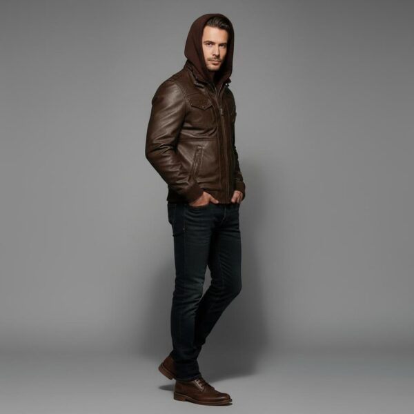 Cortina Aviator Hooded Jacket — Hand-Burnished Full-Grain Leather - 6