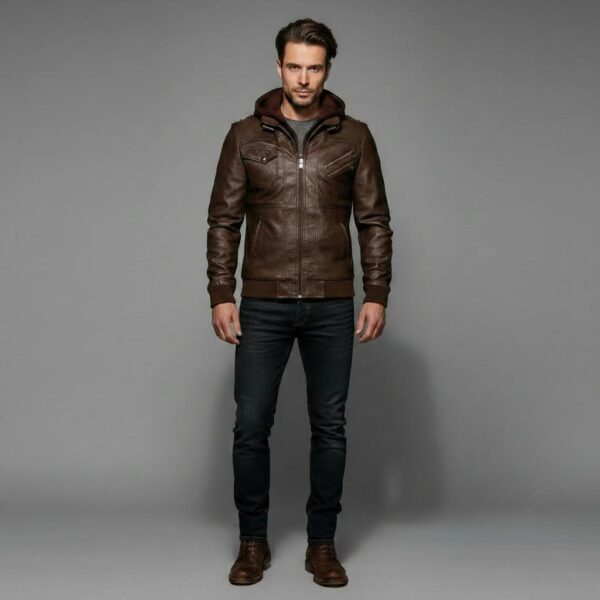 Cortina Aviator Hooded Jacket — Hand-Burnished Full-Grain Leather - 5