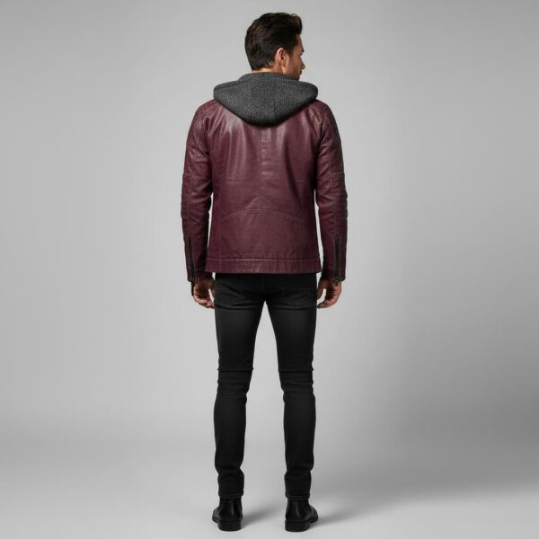 Bordeaux Hooded Bomber — Handcrafted Oxblood Leather Jacket - 2